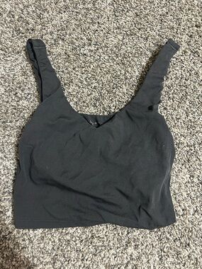 aerie Black Scoop Neck Cropped Tank with Wide Straps